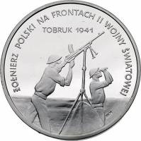 (1991) Монета Польша 1991 год 100000 злотых "Осада Тобрука"  Серебро Ag 750  PROOF